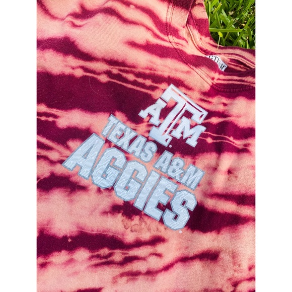 UPCYCLED Texas A&M Striped Bleach Tie-Dye Tee❤️ - Picture 4 of 5